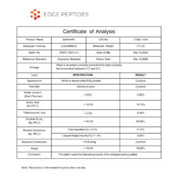 Ipamorelin certificate of analysis