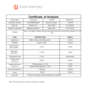 tesamorelin certificate of analysis