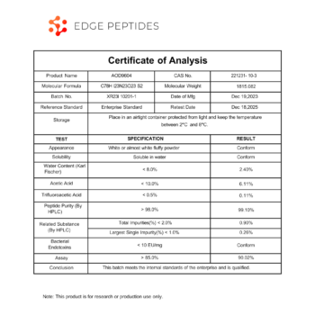 AOD9604 certificate of analysis