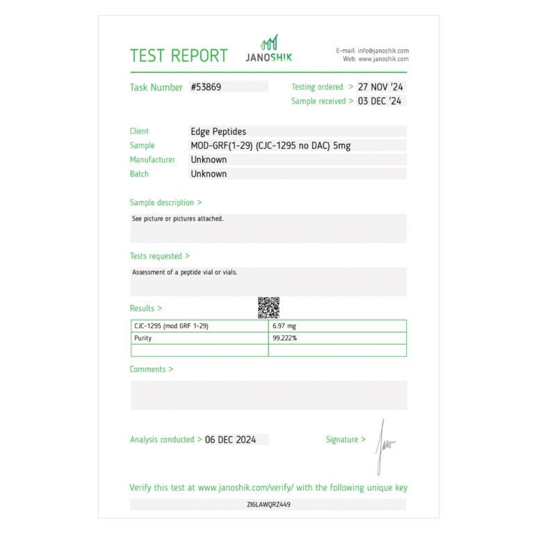 cjc-1295 no-dac janoshik test