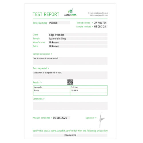 ipamorelin janoshik third-party test